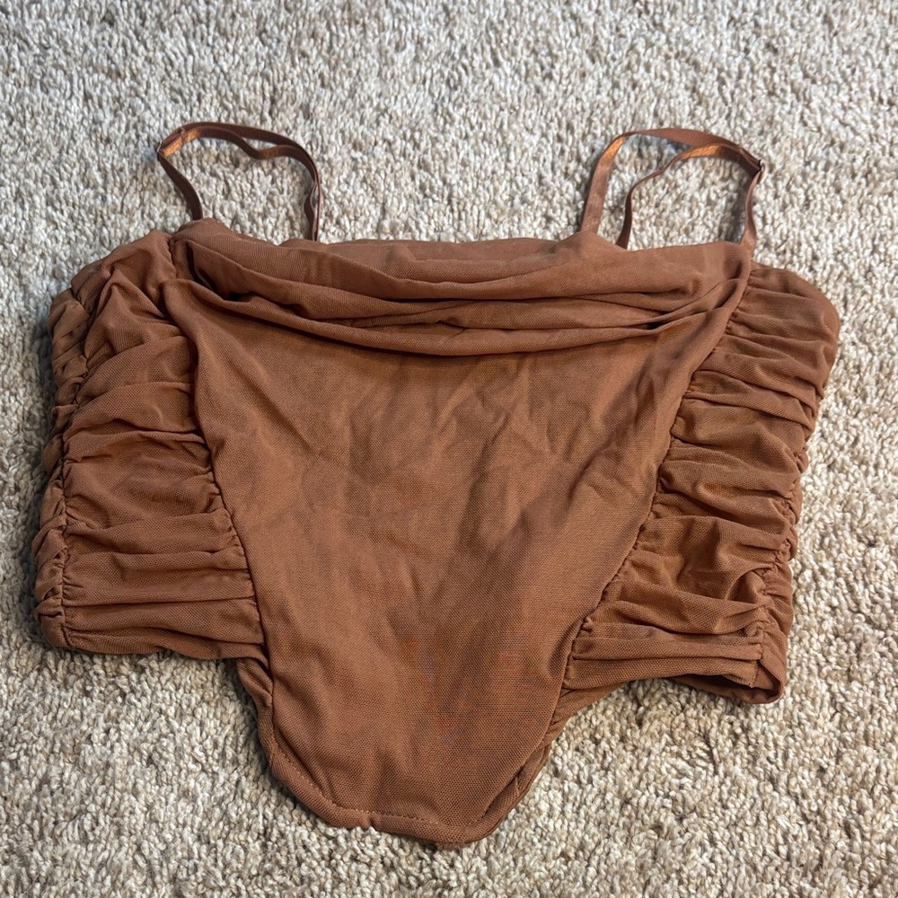 Zesica Brown Bustier Strapless Crop Top Size Small